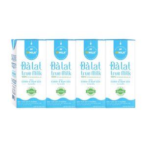 Sữa tươi UHT Đà Lạt True Milk VPMilk ít đường lốc 4 x 180ml